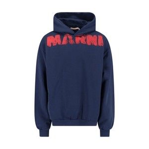 Marni Navy Blue Hoodie With Distressed Graphic Text - NWT